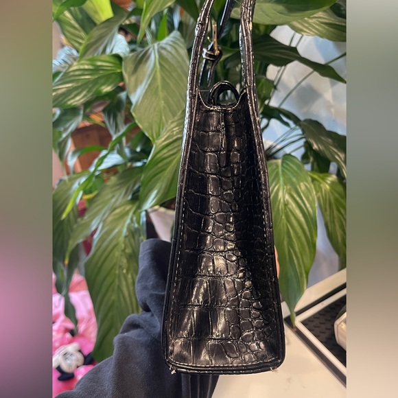 Vintage Liz Claiborne Croc Embossed Black Should Bag - Picture 6 of 9